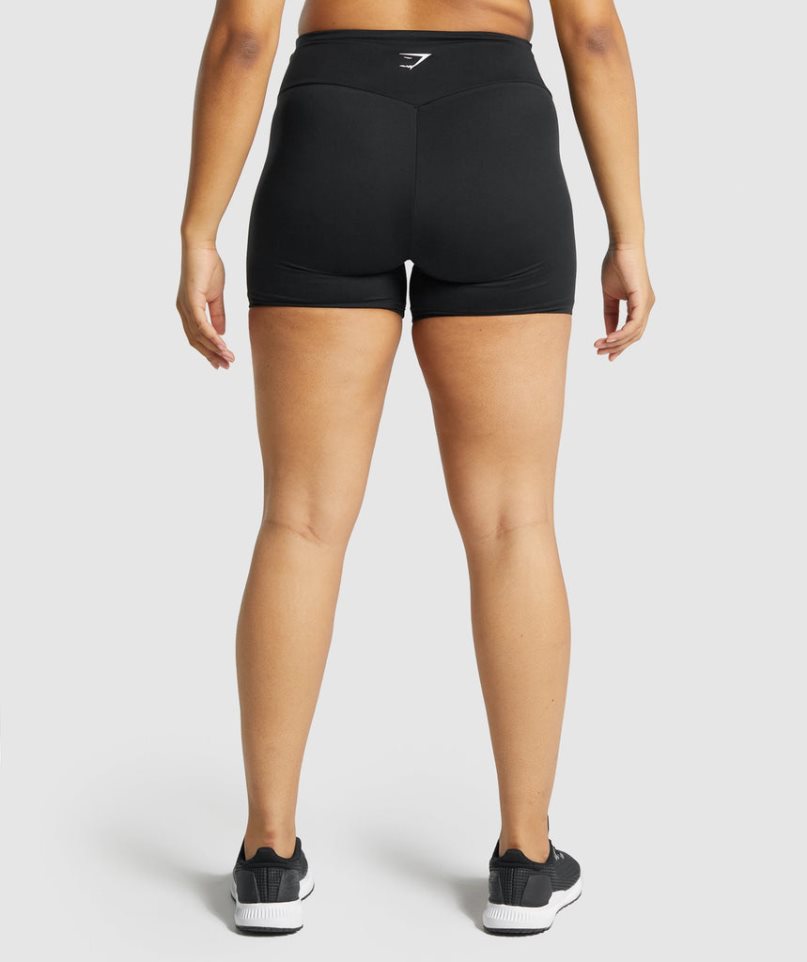 Szorty Gymshark Treningowe Damskie Czarne | PL 831UBV